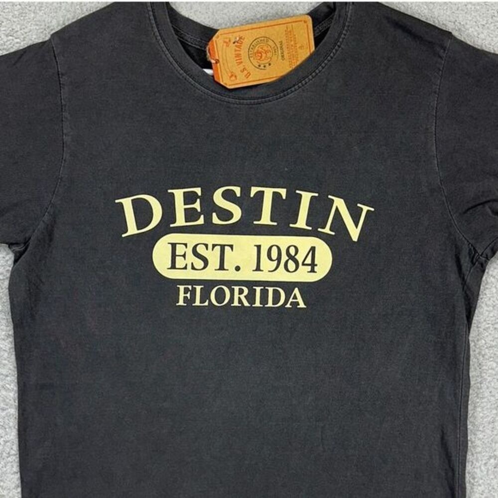 U.S. Vintage Destin Florida T-Shirt Men Medium Black Cotton Short Sleeve Tee NEW